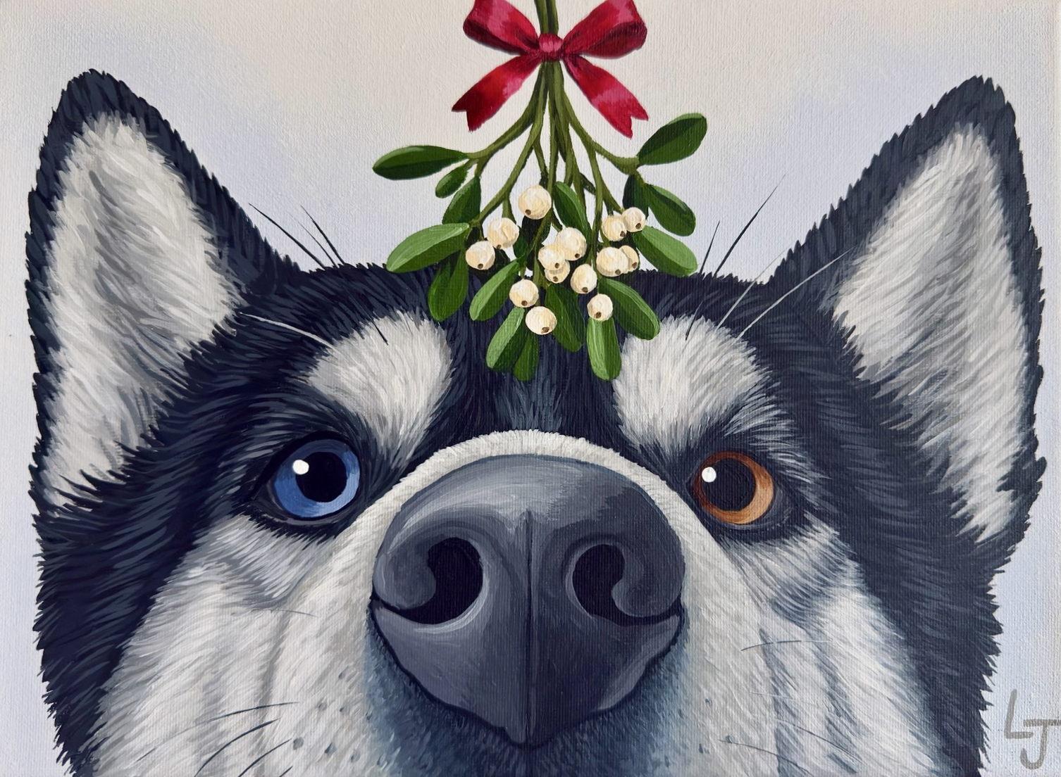 Nika the Husky — acrylic portrait by Leah James